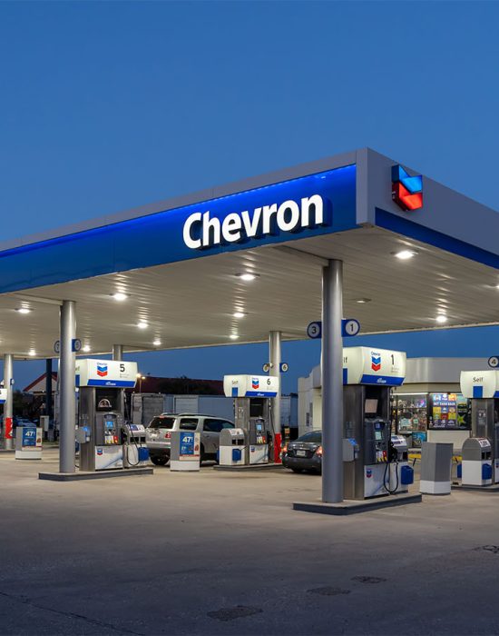 Dallas, Texas, USA - March 19, 2022: A Chevron gas station at ni